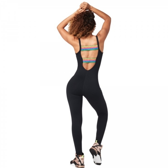 COPY - Zumba Wear Zumba Glam Open Back Black Bodysuit  in L Lovely - Picture 3 of 13